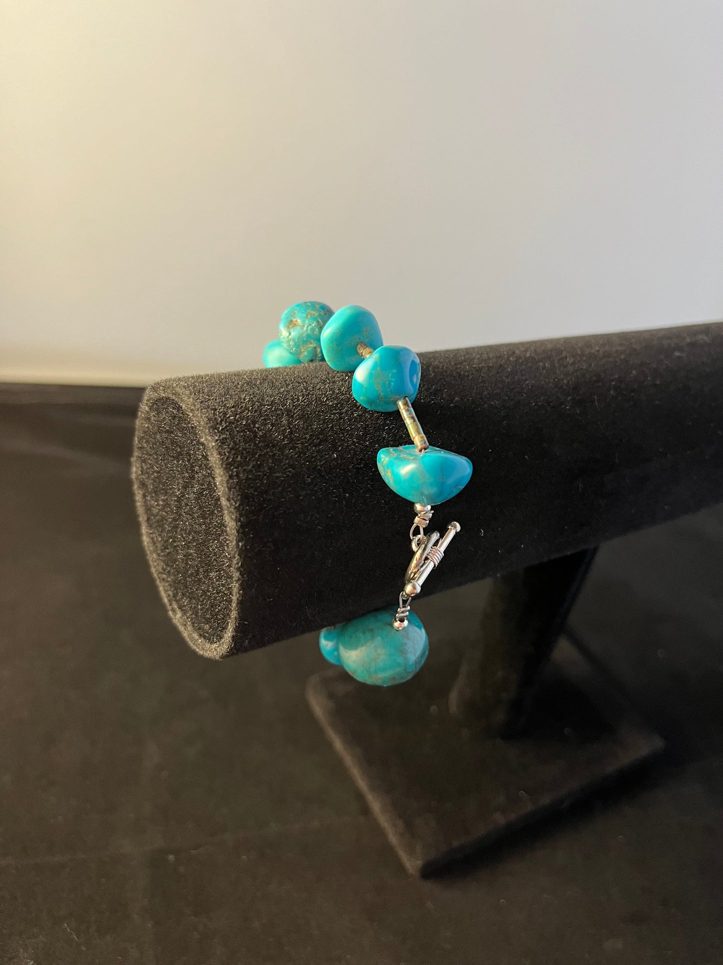 Natural Turquoise Blue Spaced Bracelet