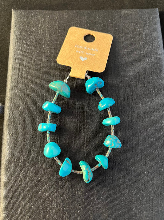 Natural Turquoise Blue Spaced Bracelet