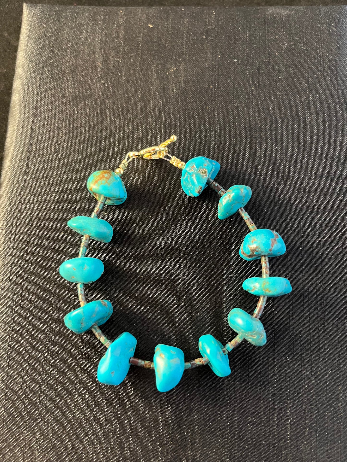 Natural Turquoise Blue Spaced Bracelet
