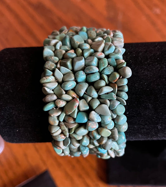 Natural Turquoise Chip Bracelet- Stretchy
