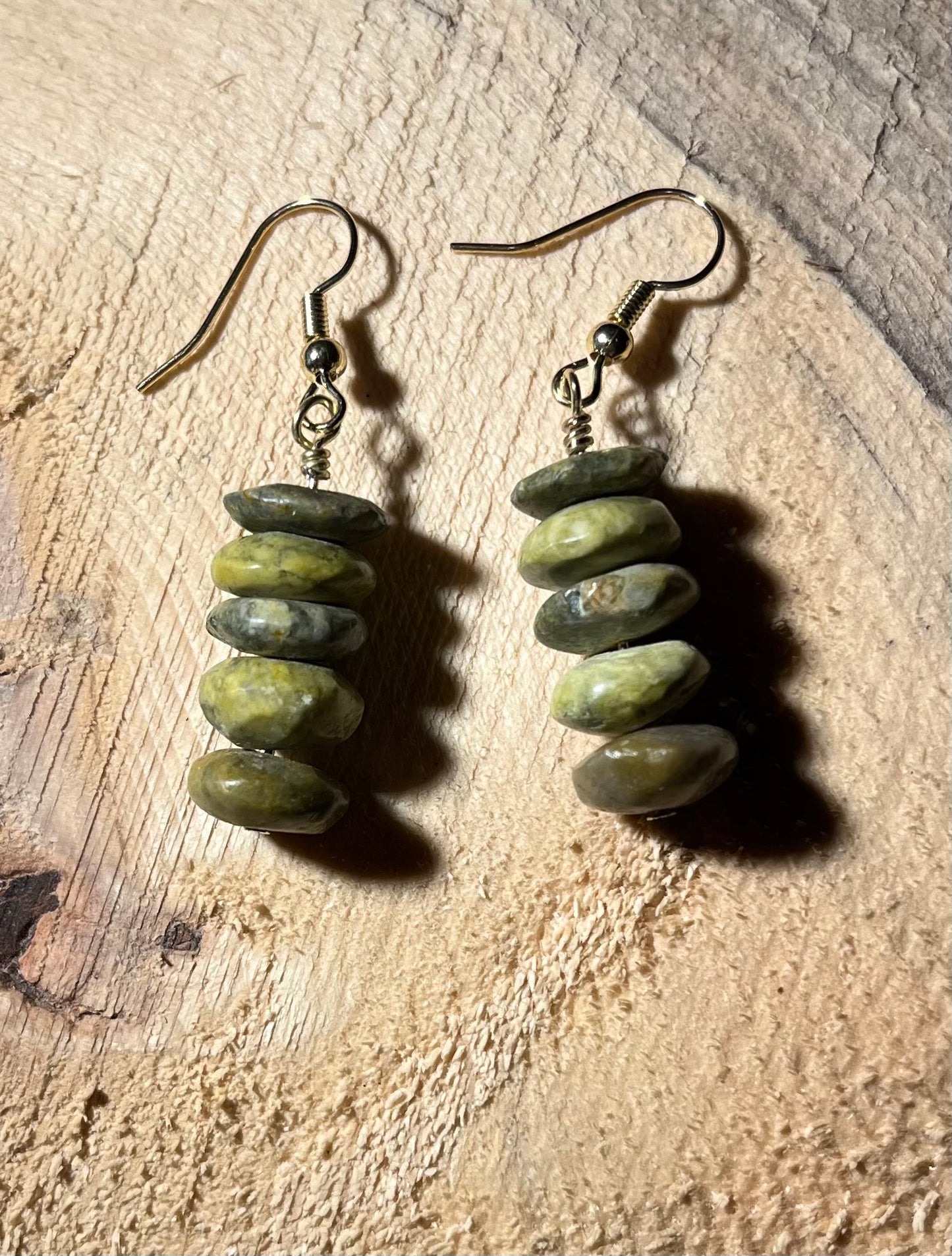 Yellow Turquoise Rondelles Earrings