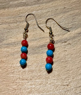 Sleeping Beauty Turquoise & Coral Earrings