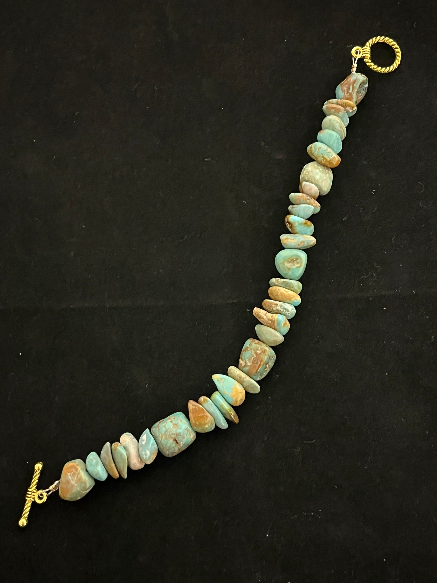 2- toned Turquoise Rough Rounds Bracelet