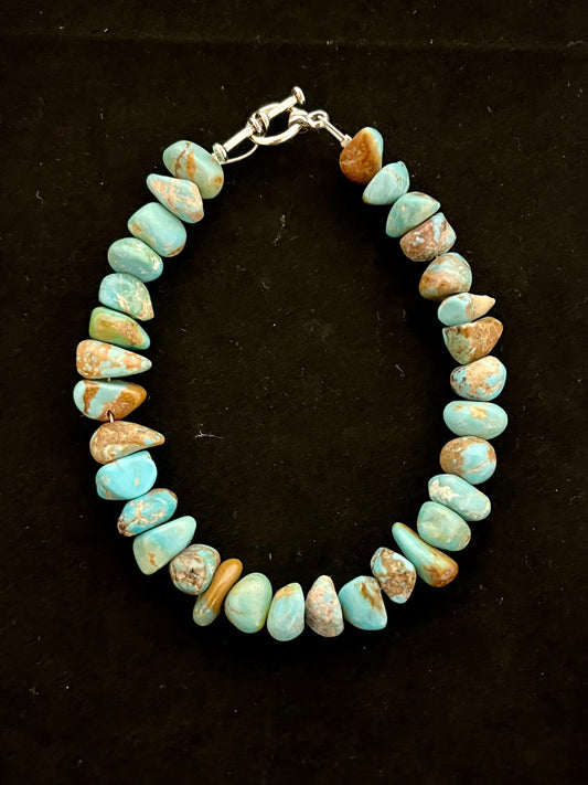2- toned Turquoise Rough Rounds Bracelet