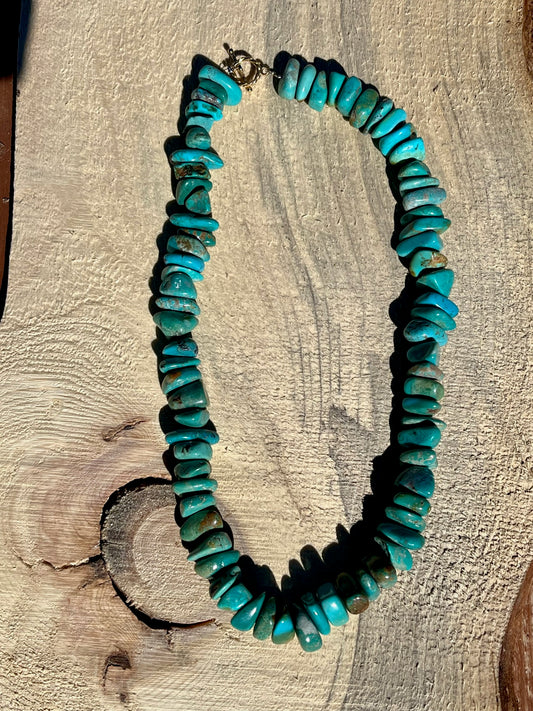 Bright Blue Natural Turquoise Chunky Statement Necklace