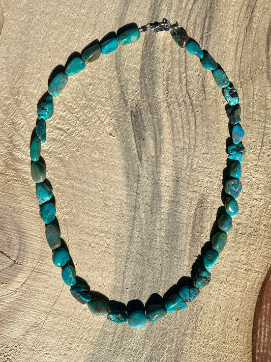 Natural Turquoise Aqua Nuggets Necklace