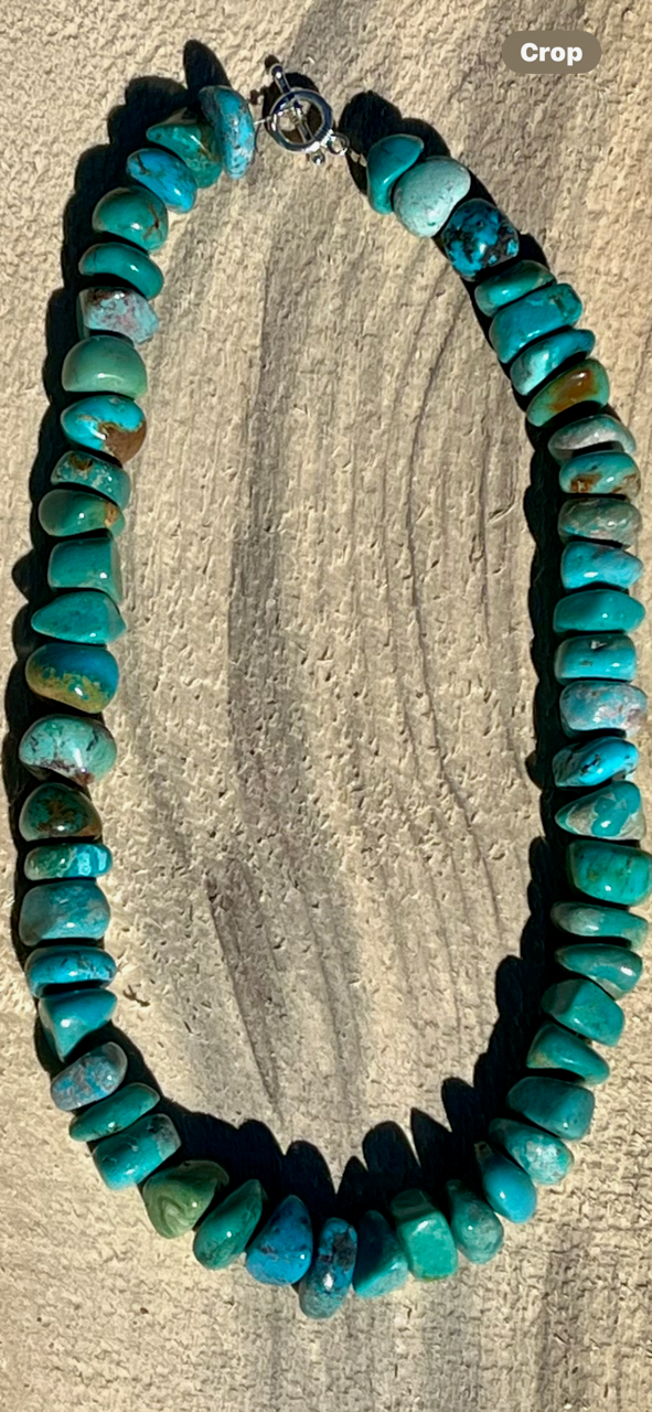 Bright Blue Natural Turquoise Chunky Statement Necklace