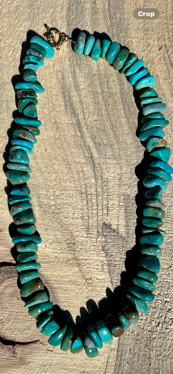 Bright Blue Natural Turquoise Chunky Statement Necklace