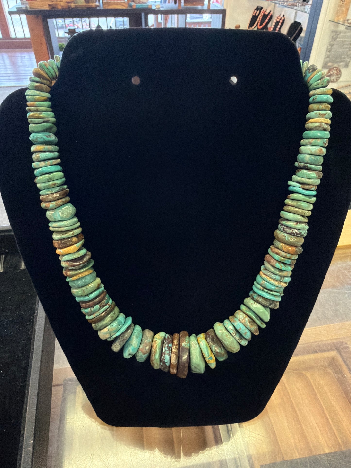 Turquoise Chunky Graduated Statement Necklace 17.75”