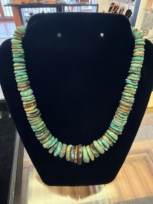 Turquoise Chunky Graduated Statement Necklace 17.75”