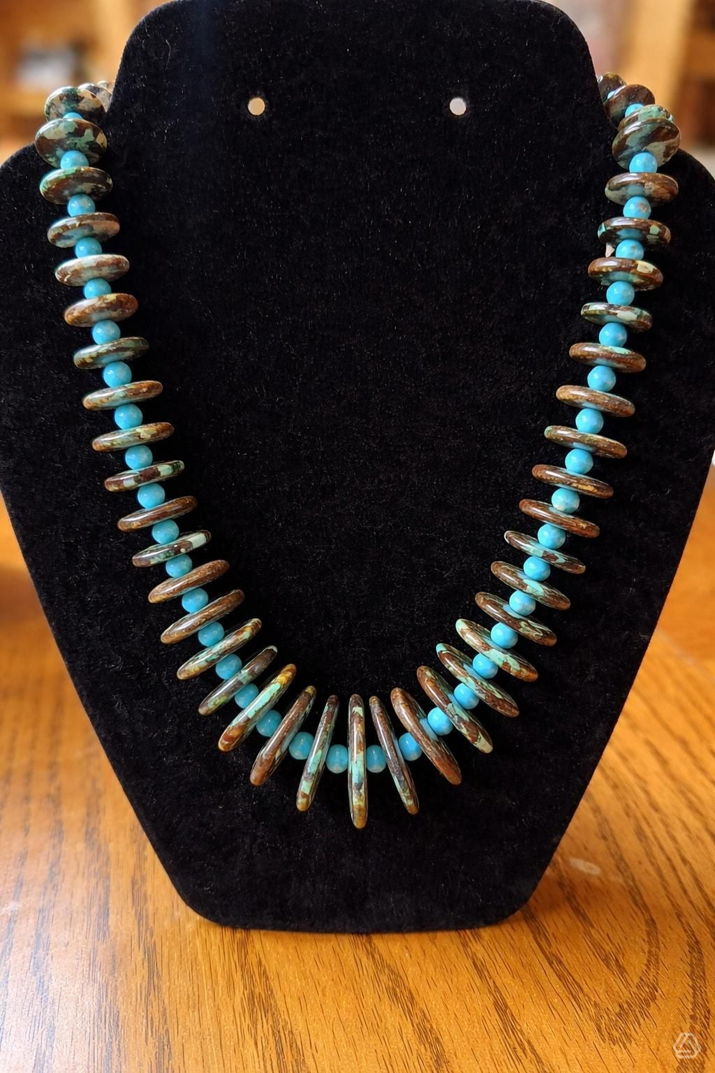 Turquoise Graduated discs with Sleeping Beauty Statement Necklace 22.5”