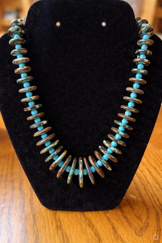 Turquoise Graduated discs with Sleeping Beauty Statement Necklace 22.5”