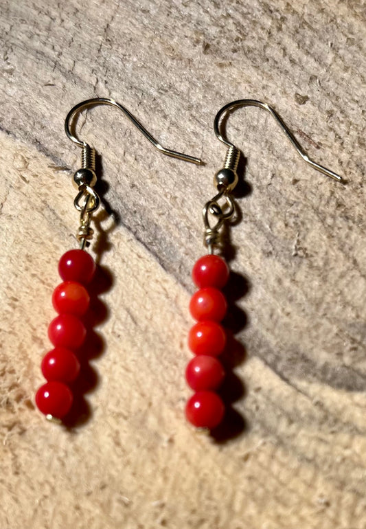 Bamboo Coral 5mm rounds Earrings