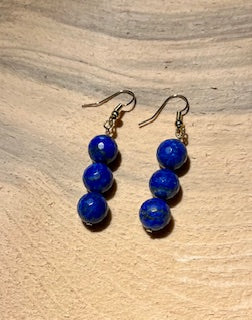 Lapis Faceted 3 stack Earrings