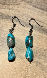 Natural Turquoise Aqua/White Earrings