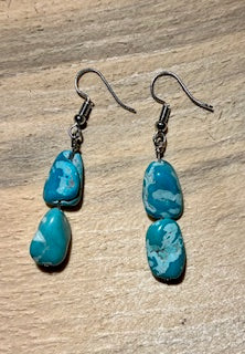 Natural Turquoise Aqua/White Earrings