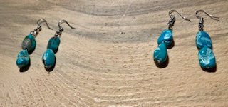 Natural Turquoise Aqua/White Earrings