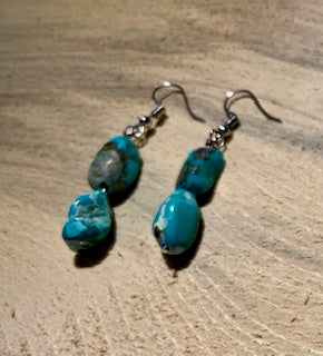 Natural Turquoise Aqua/White Earrings