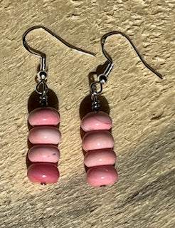 Light Pink Coral Rondels Stacked Earrings