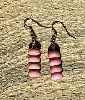 Light Pink Coral Rondels Stacked Earrings