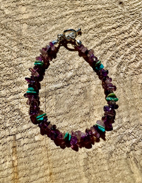 Amethyst & Turquoise Chip Bracelet