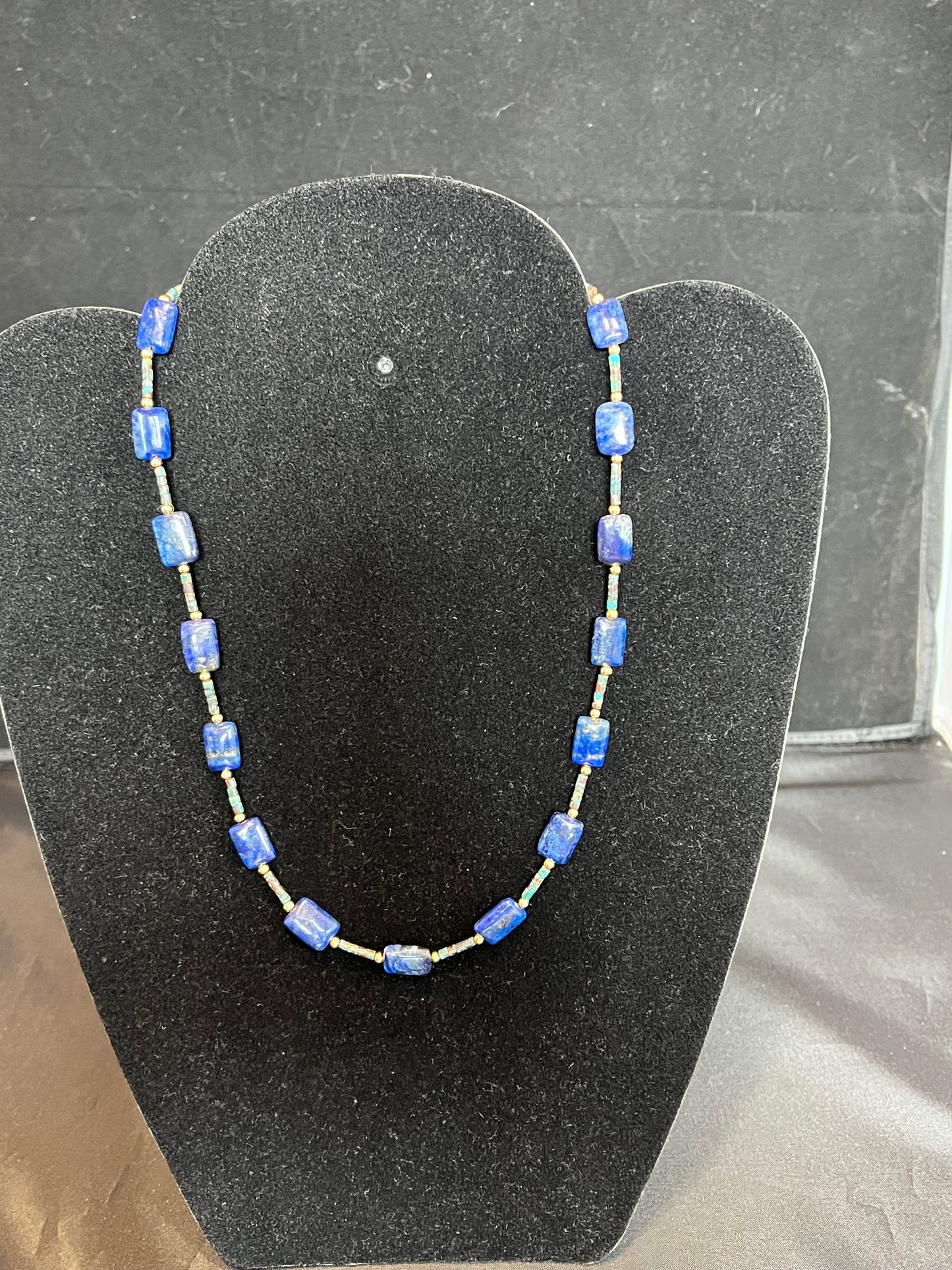 Lapis Tile/bamboo coral Necklace