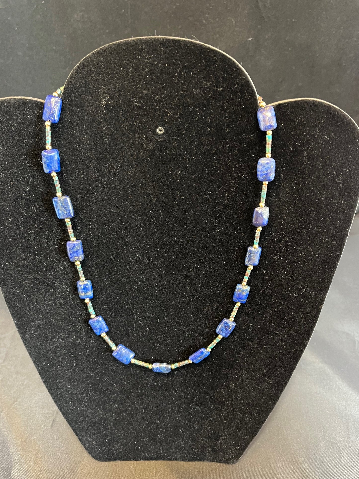 Lapis Tile/bamboo coral Necklace