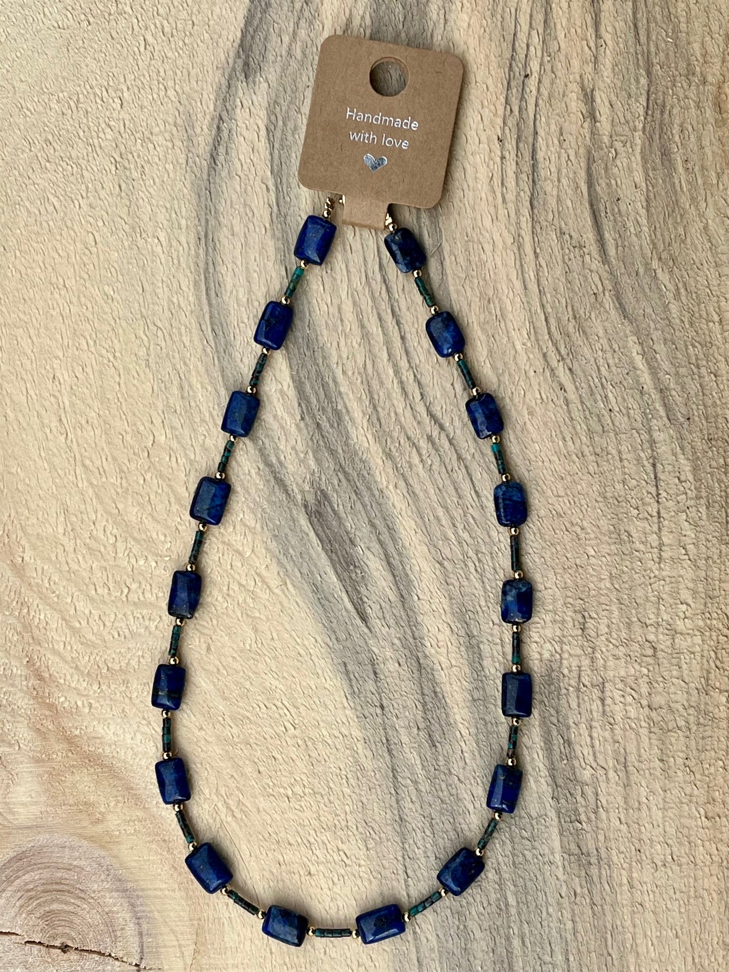 Lapis Tile/bamboo coral Necklace