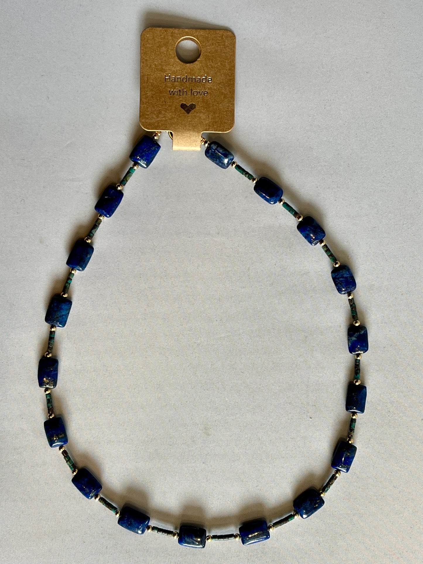 Lapis Tile/bamboo coral Necklace