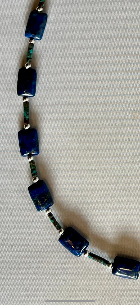 Lapis Tile/bamboo coral Necklace