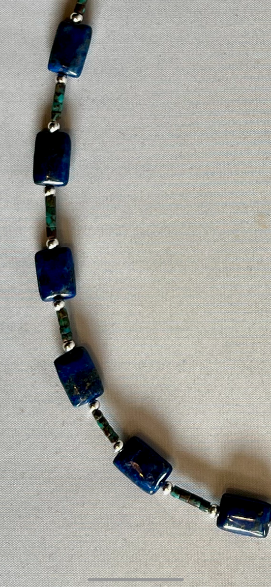 Lapis Tile/bamboo coral Necklace