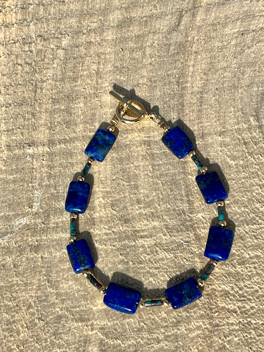 Lapis Tile/bamboo coral Bracelet