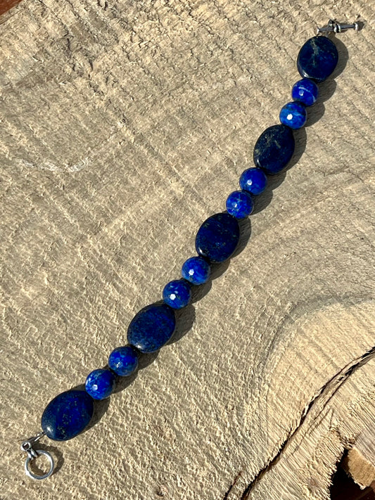 Lapis Mixed Faceted and Ovals Bracelet