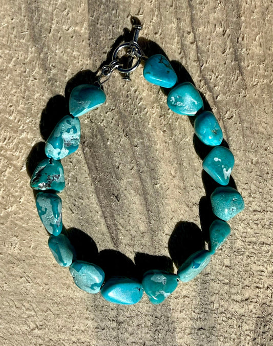 Natural Turquoise Aqua/White Bracelet